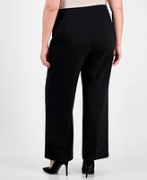 Anne Klein Plus Pull-On Wide-Leg Crepe Pants