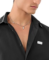 Philipp Plein Valentine Crystal Lightning Bolt 17-3/4" Pendant Necklace in Stainless Steel