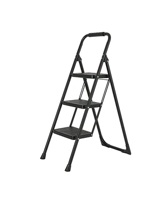 Flynama 3 Step Ladder Portable Folding Ladder Stool for Adults with Wide Anti-Slip Pedal