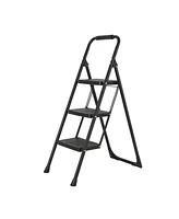 Flynama 3 Step Ladder Portable Folding Ladder Stool for Adults with Wide Anti-Slip Pedal