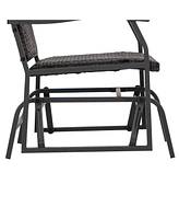 Skonyon 3 Piece Patio Gliding Set with Tempered Glass Coffee Table All Weather