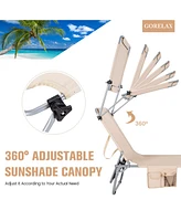 Sugift 5-Position Adjustable Outdoor Recliner Chair with Canopy Shade