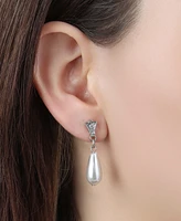 2028 Faux Cultivated Pearl Crystal Accent Drop Earrings