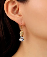 2028 Crystal Accent Twisted Bead Drop Earrings