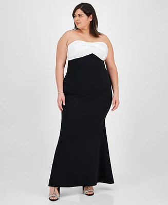 City Studios Plus Bow-Back Sleeveless Gown