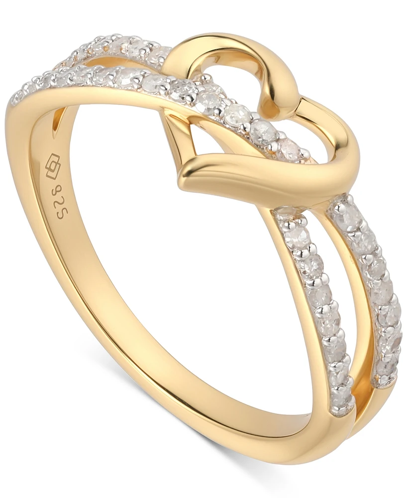 Diamond Interwoven Heart Ring (1/4 ct. t.w.) 14k Gold-Plated Sterling Silver