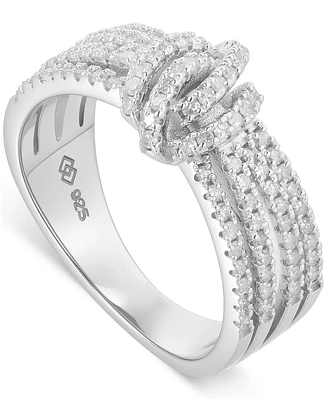 Diamond Multirow Love Knot Ring (1/2 ct. t.w.) Sterling Silver