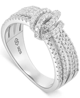 Diamond Multirow Love Knot Ring (1/2 ct. t.w.) Sterling Silver