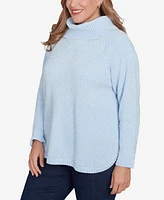 Hearts of Palm Plus Blue My Mind Cowl Neck Sweater