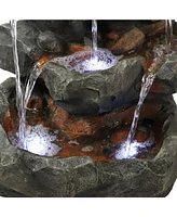 Sunnydaze Decor Layered Rock Waterfall Fountain with Led Lights - 32 in