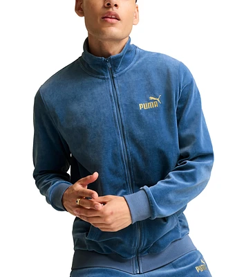 Puma Men's Minimal Gold-Tone Logo Velour Track Jacket