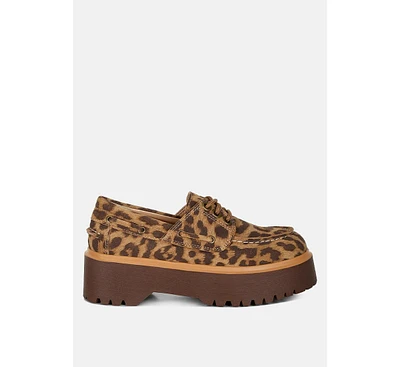 Rag & Co Onglur Leopard Print Suede Oxford Loafers