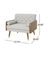 Mid-Century Modern Retro Club Chair With Button-Tufted Stitching And Gold-Tipped Legs