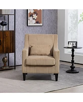 Streamdale Furniture Modern Accent Chair, Upholstered Armchair with Scooped Arms for Bedroom, Apartment, Studio, Office, Waiting Room(Camel Corduroy)