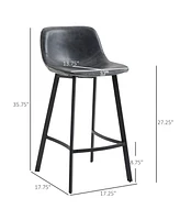 Streamdale Furniture 27.25" Counter Height Bar Stools, Industrial Kitchen Stools, Upholstered Armless Bar Chairs with Back, Steel Legs, Set of 2