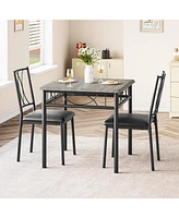 gaomon Dining Table Set for 2, Kitchen Table and Chairs, Square Dining Room Table Set , 3 Piece Dining Table Set , Rustic Grey