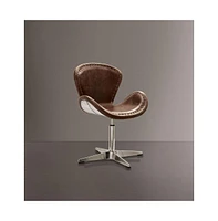 Streamdale Furniture Brancaster Accent Chair (1Pc) in Retro Brown Top Grain Leather & Aluminum