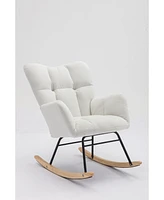 Streamdale Furniture Mid Century Modern Velvet Tufted Upholstered Rocking Chair Padded Seat for Living Room Bedroom