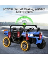 Hongge 24V 2-Seater Electric Ride-On Dump Truck with Lifting Bed, Remote Control, Led Lights