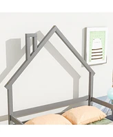 Slickblue House-Shaped Bed Frame with Headboard and Safety Handrails for Kids' Bedroom