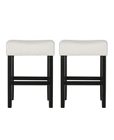 Streamdale Furniture Set Of 2, 26.75" Backless Leather Counter Height Barstool, Beige