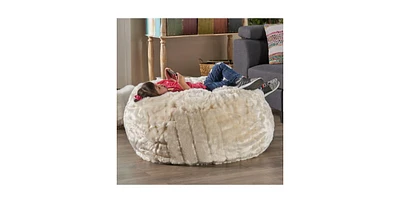 Streamdale Furniture Amori Modern 3 Foot Faux Fur Bean Bag White Color