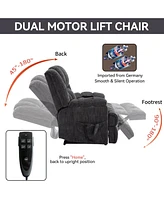 Dual Motor Heat Massage Infinite Position Up to 350 Lbs Electric Power Lift Recliners with Power-Remote, Medium-firm and Heavy Duty, Grey