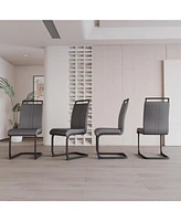 Modern Dining Chairs, Pu Faux Leather High Back Upholstered Side Chair with C-shaped Tube. Black Metal Legs for Dining Room Kitchen Vanity Patio Club