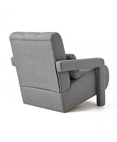 Streamdale Furniture Modern Upholstered accent chair, Comfortable Linen Fabric with a pillow for Living room, bedroom.Linen, Dark Grey