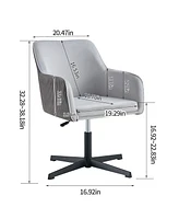 Streamdale Furniture Modern Desk Chair no Wheel, Ergonomic Office Chair Home Office Upholstered Chair, Swivel Arm diining Chairs with Metal Legs, Comp