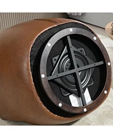 Upholstered Swivel Barrel Armchair with Storage Modern Living Room Side Chair for Bedroom/Office/Reading Spaces - Pu Light Brown