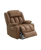 Streamdale Furniture Omarion Power Recliner w/Lift, Heating & Massage, Brown Leather Aire