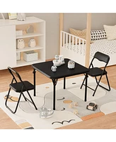 gaomon Boys and Girls Folding Table and Chairs Set of 3, Portable Table and Chair with Pu Soft Cushion