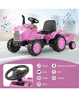 Hongge 12V Kids Ride On Tractor with Trailer and Remote Control