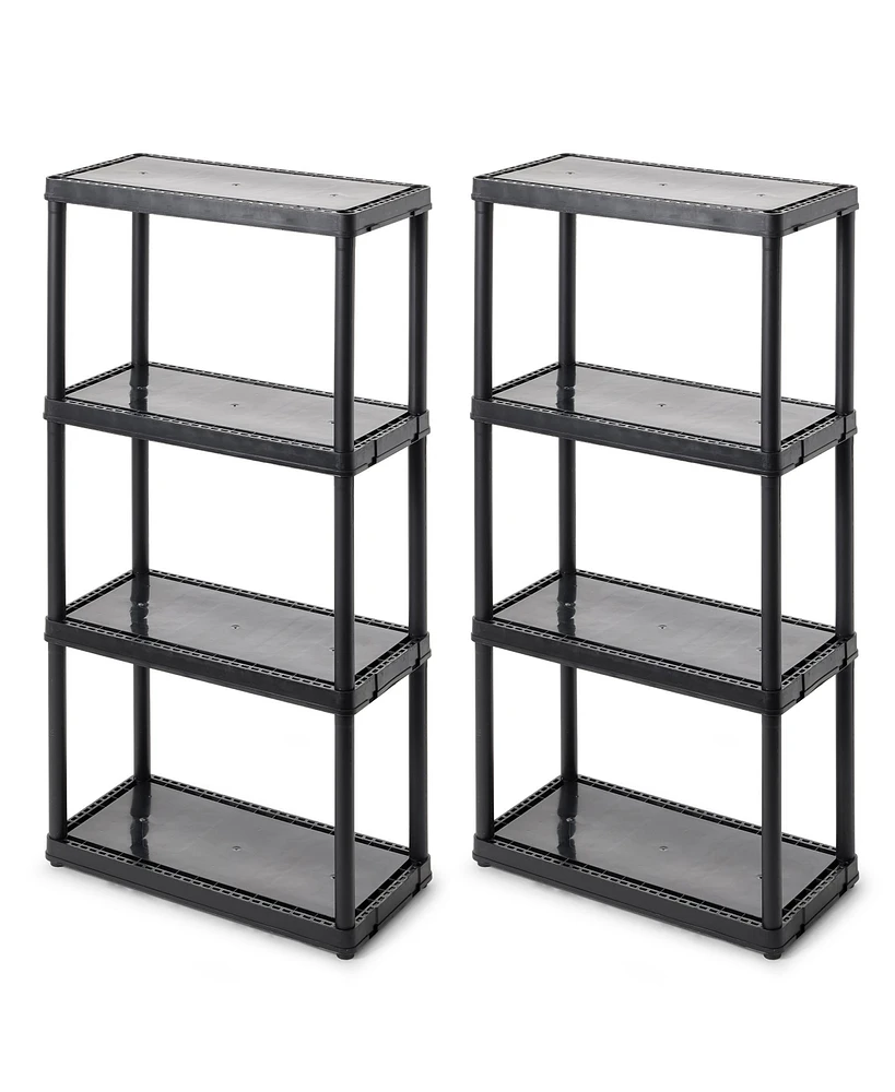 Gracious Living 4 Shelf Fixed Height Light Duty Storage Unit, Black (2 Pack)