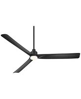 60" Sailplane Modern Industrial Indoor Outdoor Ceiling Fan 3 Blade Led Light Remote Control Matte Finish Blades Bedroom Patio Living Room Kitche