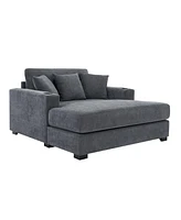 55" Oversized Chaise Lounger Modern Style Sofa Couch, with Pillows, Charge Station & Cup Holders, Chenille Fabric