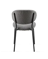 Streamdale Furniture Grey Boucle Fabric Dining Chairs Set of 4, Modern Dining Room Chairs with Black Metal Legs, Armless Kitchen Chair for Dining Room