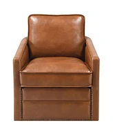 Streamdale Furniture Rocha Accent Chair w/Swivel, Brown Leather Aire