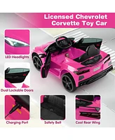 Hongge 12V Electric Kids Ride On Car Licensed Chevrolet Corvette C8 with Remote Control Ages 3+ Years Old