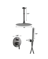 Mondawe Pvd Gun Black 10 Inch Round Bathroom Shower Set