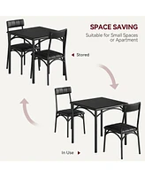 gaomon Dining Table Set, Kitchen Table and Chairs for 2, with 2 Upholstered Chairs, 3 Piece Dining Table Set,Black