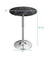 Sugift 360° Swivel Cocktail Pub Table with Sliver Leg and Base-Black