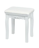 Sugift 10 Dimmable Lights Vanity Table Set with Lighted Mirror and Cushioned Stool-White