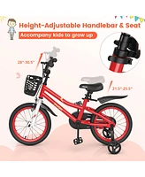 16 Inch Kids Bike with Removable Training Wheels-Red