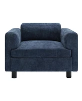 Streamdale Furniture Modern Oversized Armchair Comfy Accent Chair Single Sofa for Living Room Bedroom Office Apartment, Woven Velvet Fabric, Blue