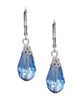 2028 Silver-Tone Crystal Faceted Drop Earrings