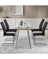 Streamdale Furniture Modern Dining Chairs with Faux Leather Padded Seat Dining Living Room Chairs Upholstered Chair with Metal Legs Design for Kitchen