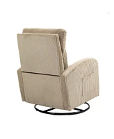 Streamdale Furniture Upholstered Swivel Glider.Flannel fabric.Rocking Chair for Nursery in Light Brown.Modern Style One Left Bag