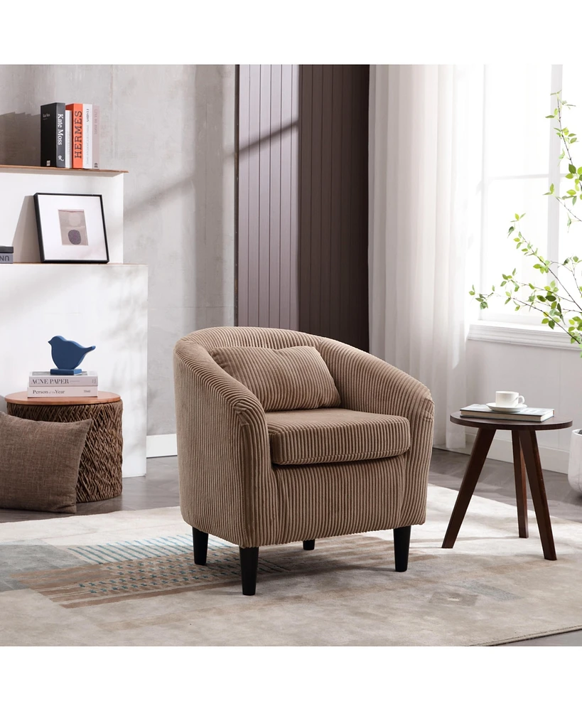 Streamdale Furniture Living Room Accent Barrel Chair, Century Modern Style Decorative Chair, Armchair for Living Room with Thick Cushions and Pillows,